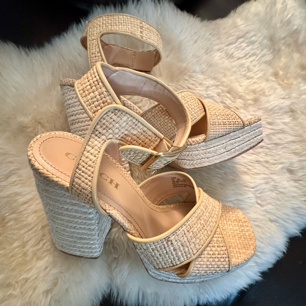 Coach Women's Beige Woven Sandals